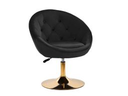 Silla giratoria 4Rico QS-BL12G tapizado terciopelo negro base dorada