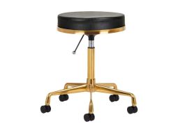 Taburete para estética Dorado con Asiento Negro Regulable y Ruedas