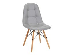 Sedia cosmetica 4Rico QS-185 con gambe in legno, rivestimento grigio