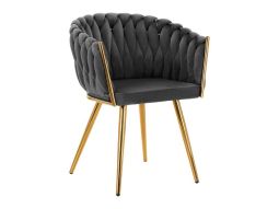 Silla para peluquería 4Rico QS-GW06G terciopelo gris y estructura dorada
