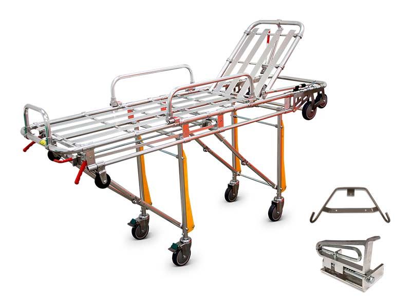 Draagbare opvouwbare brancard, 4-wielen medische noodsituatie aluminium brancard, patiënt transport noodredding brancard, voor ziekenhuis kliniek thuis sport