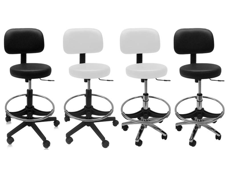 Lift Stool Gas lift stool height 58-84 cm with backrest and footrest